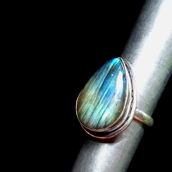 106 NWT Labradorite gemstone crystal 925 silver ring size 7 free shipping sale - Picture 3 of 8